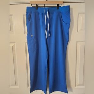 FIGS Kade Cargo Scrub Pants Women XLP Royal Blue Solid Medical